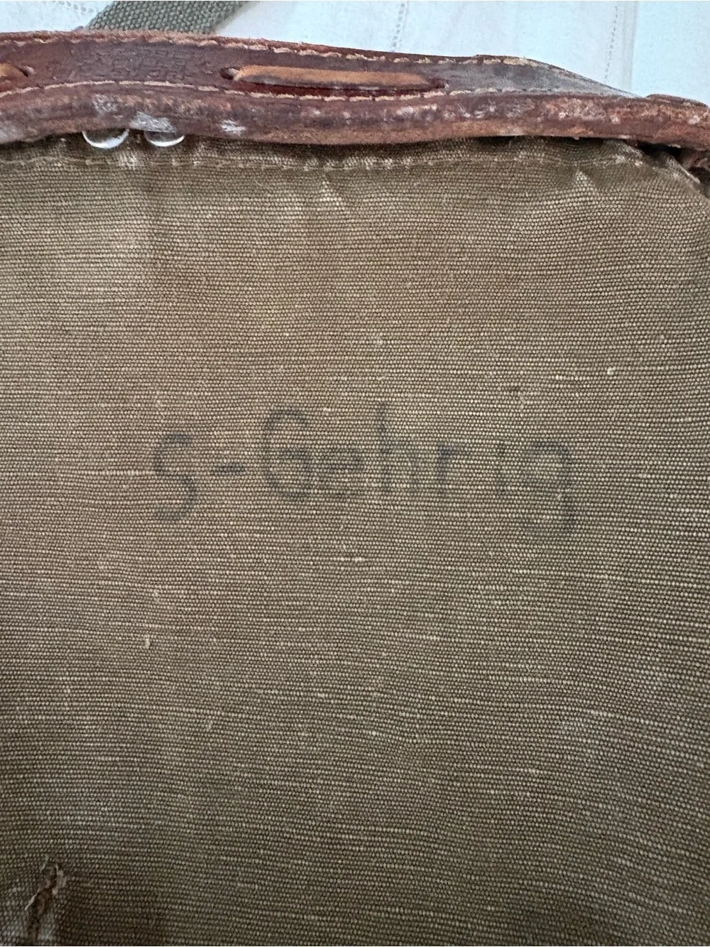 Vintage Swiss Military canvas and leather Bread bag